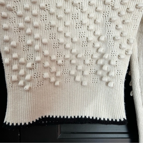 BCBG Max Azria, Turtleneck Pullover Pom Pom Sweater, Merino Wool Blend, Size XXS - Picture 7 of 16